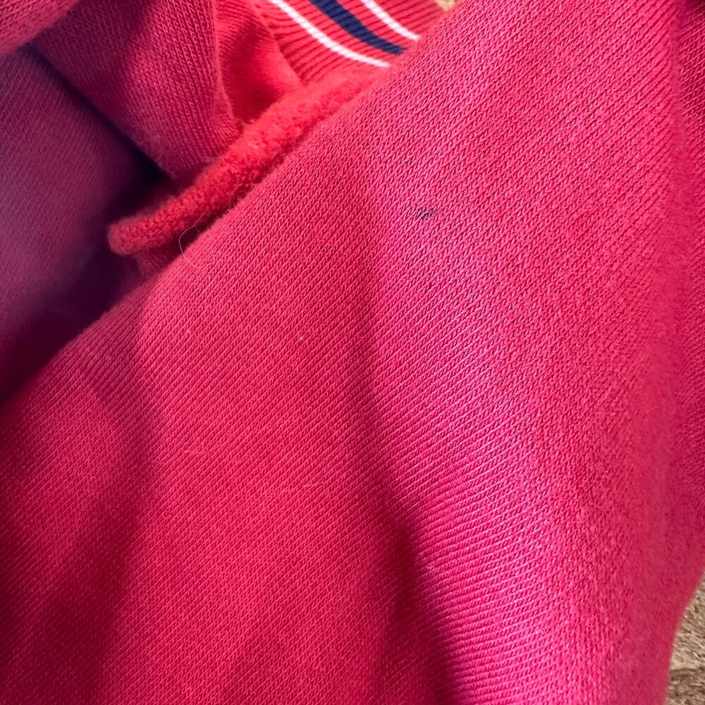American Eagle AE 1977 Red 1/3 Zip Pullover Striped Trim Sweater Size Small - Picture 8 of 8